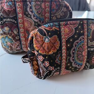 Vera Bradley Paisley Cosmetic Bag Set - Black and Multicolor